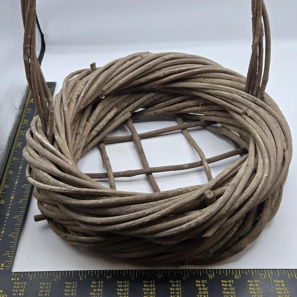 Cottage Core, Primative Grapevine Woven Basket With Handle 11